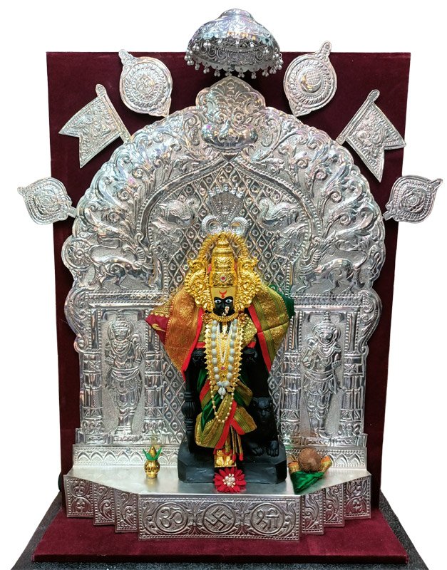 A beautifully decorated Mahalaxmi Ambabai idol